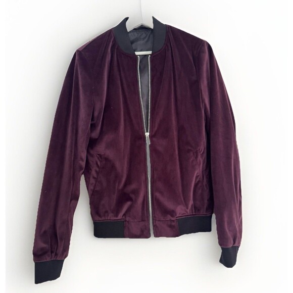 River Island Other - River Island Men Jacket Dark Red Purple Burgundy Bomber Versify Size XS